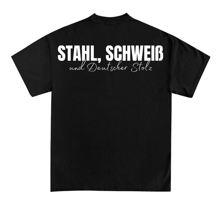 Stahl Schweiß (Backprint) T-Shirt